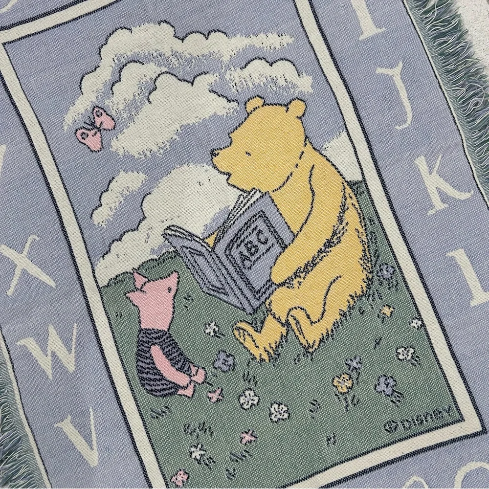 Disney Winnie the Pooh & piglet ABC baby blanket cotton woven pastel knit